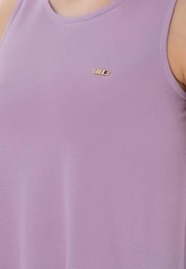 Kadın Lila Kolsuz Bisiklet Yaka Tişört - 50305819037