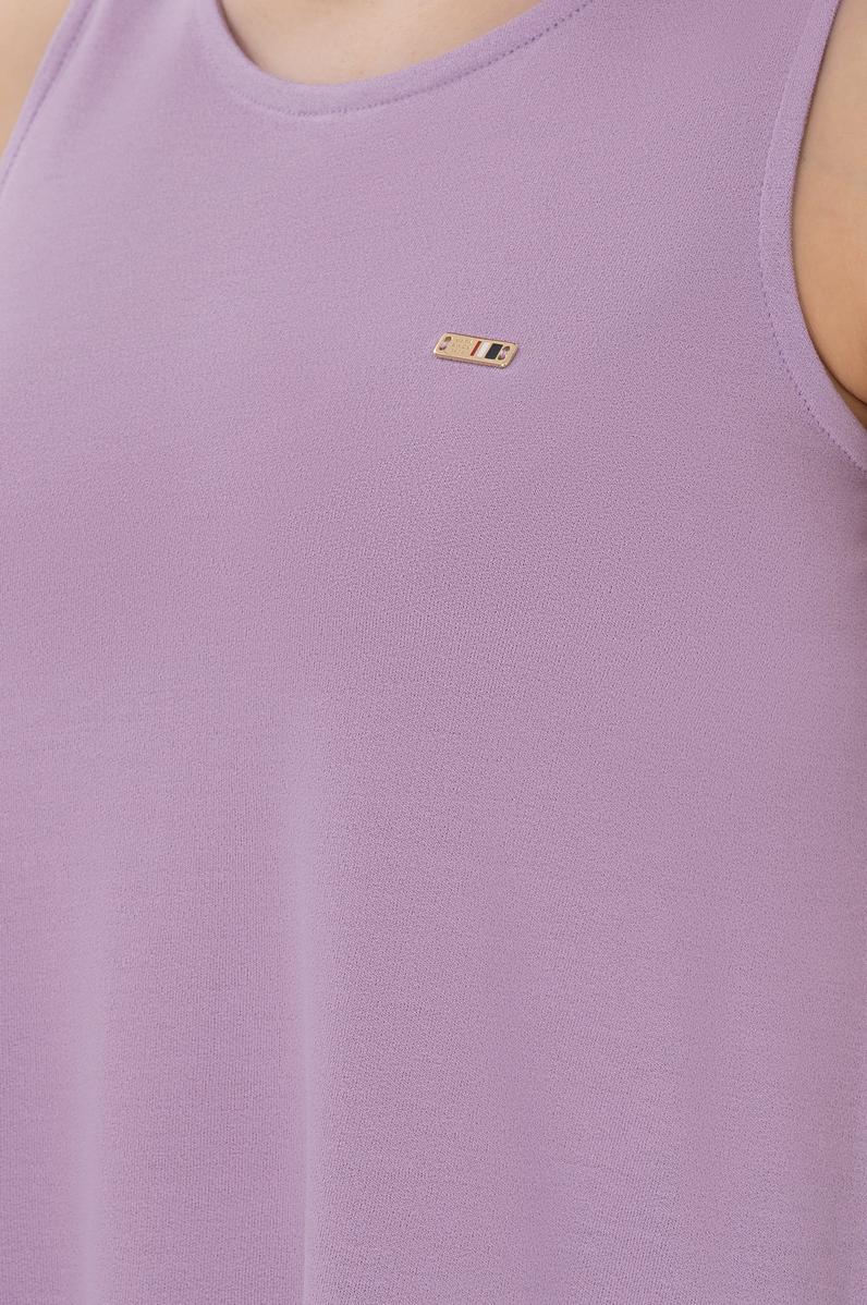 Kadın Lila Kolsuz Bisiklet Yaka Tişört