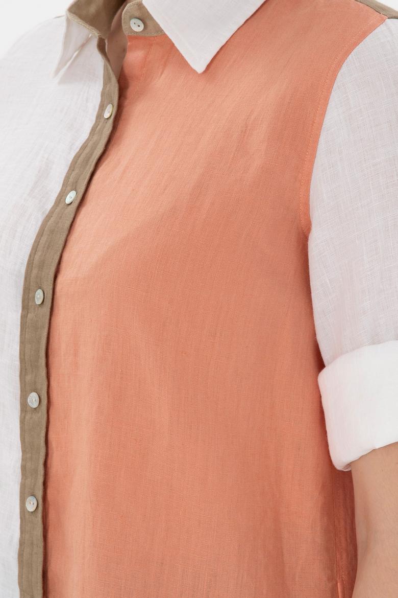 Kadın Somon Uzun Kollu Gömlek - 50283567013