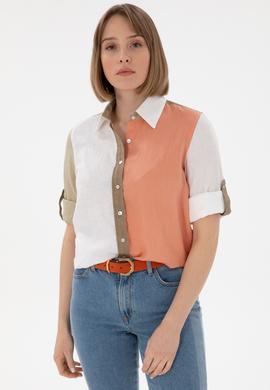 Kadın Somon Uzun Kollu Gömlek - 50283567013