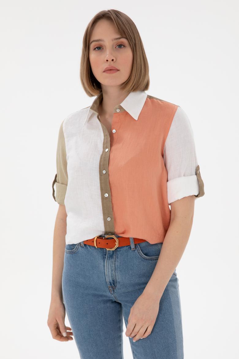 Kadın Somon Uzun Kollu Gömlek