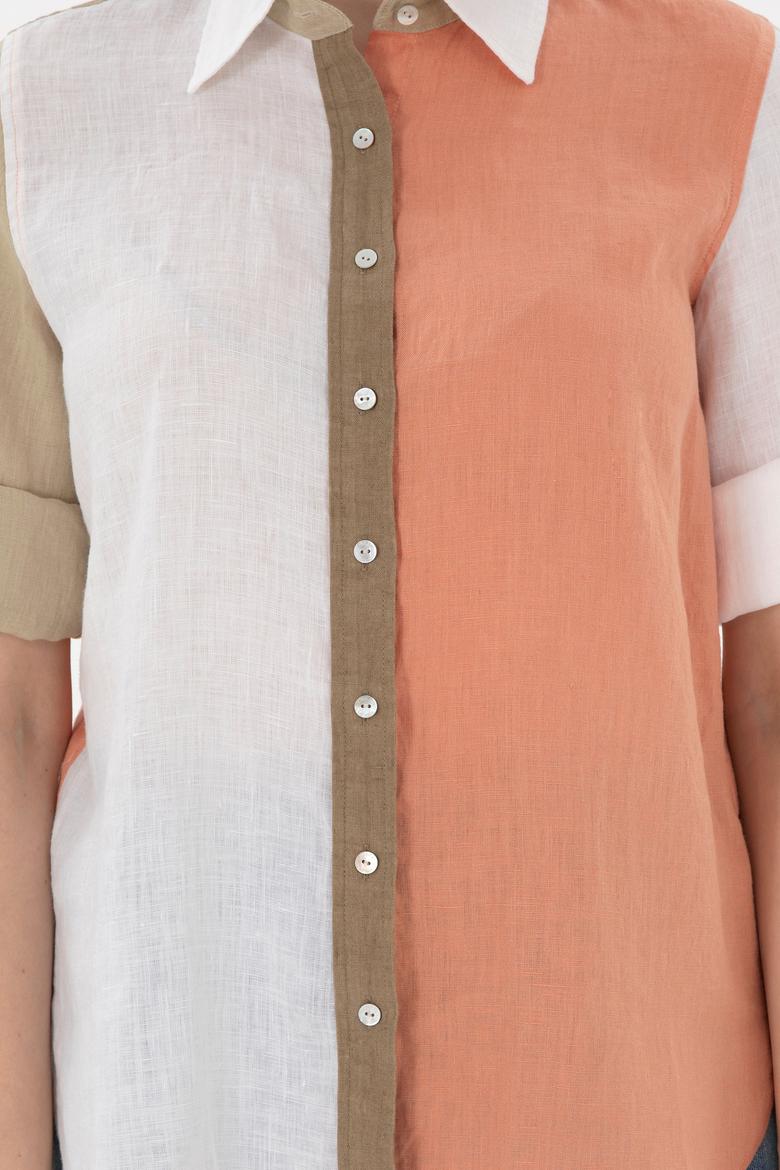 Kadın Somon Uzun Kollu Gömlek - 50283567013