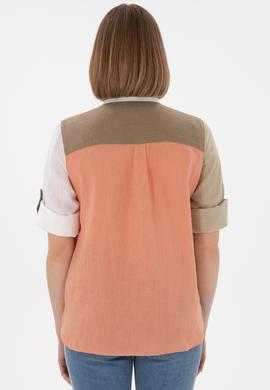 Kadın Somon Uzun Kollu Gömlek - 50283567013