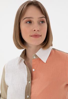 Kadın Somon Uzun Kollu Gömlek - 50283567013