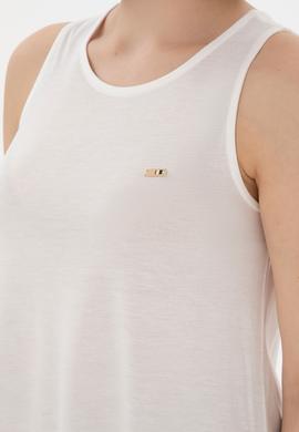 Kadın Ekru Kolsuz Bisiklet Yaka Tişört - 50305819020