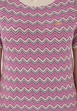 Kadın Fuşya Bisiklet Yaka Triko Tişört - 50306835020