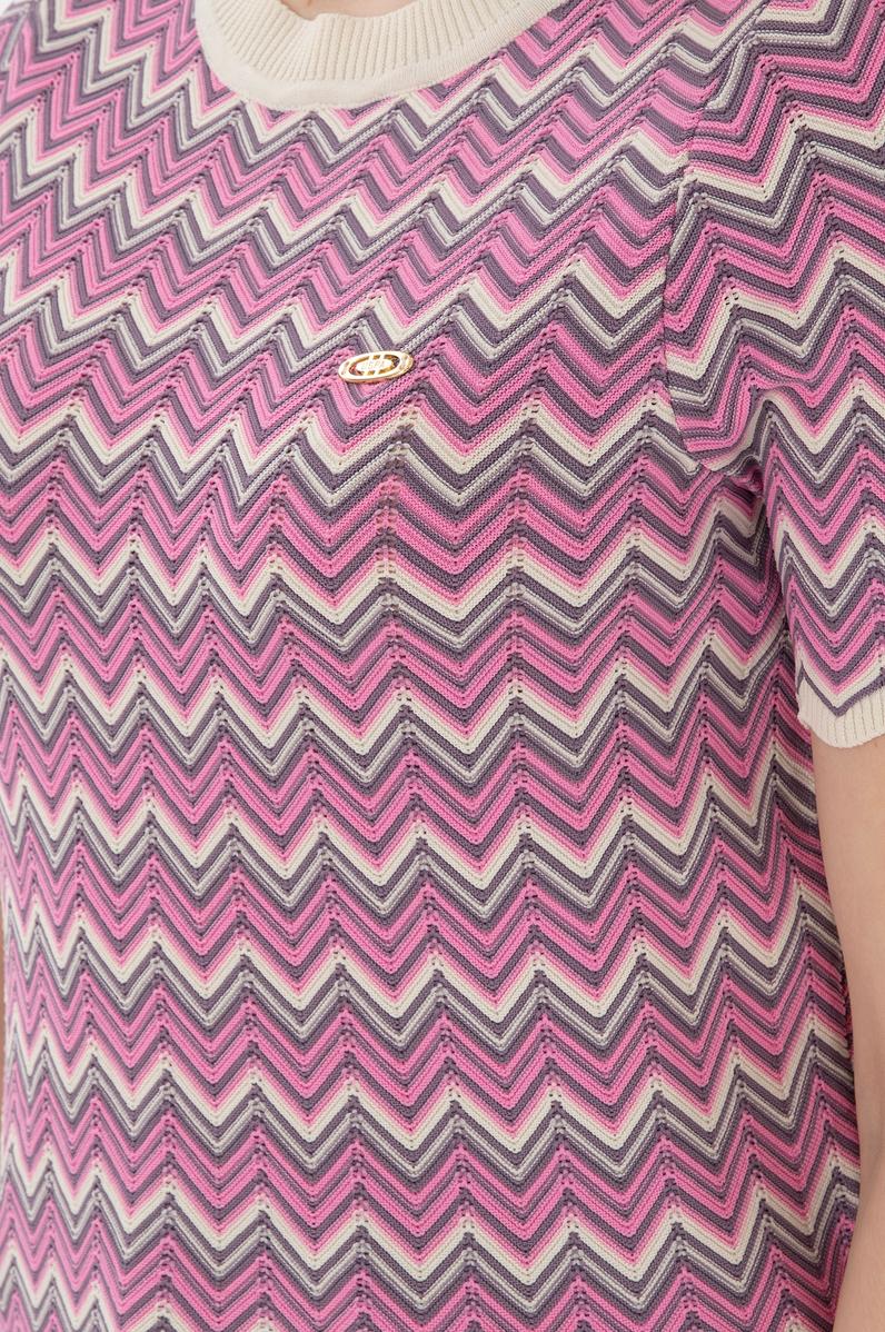 Kadın Fuşya Bisiklet Yaka Triko Tişört