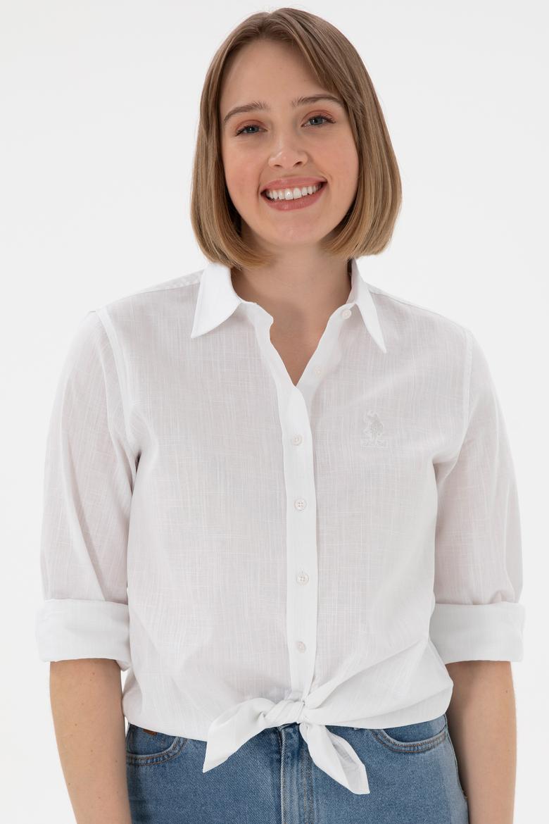 Kadın Beyaz Uzun Kollu Basic Gömlek - 50307694003