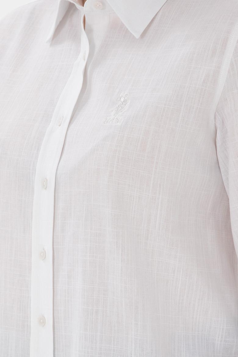 Kadın Beyaz Uzun Kollu Basic Gömlek - 50307694003