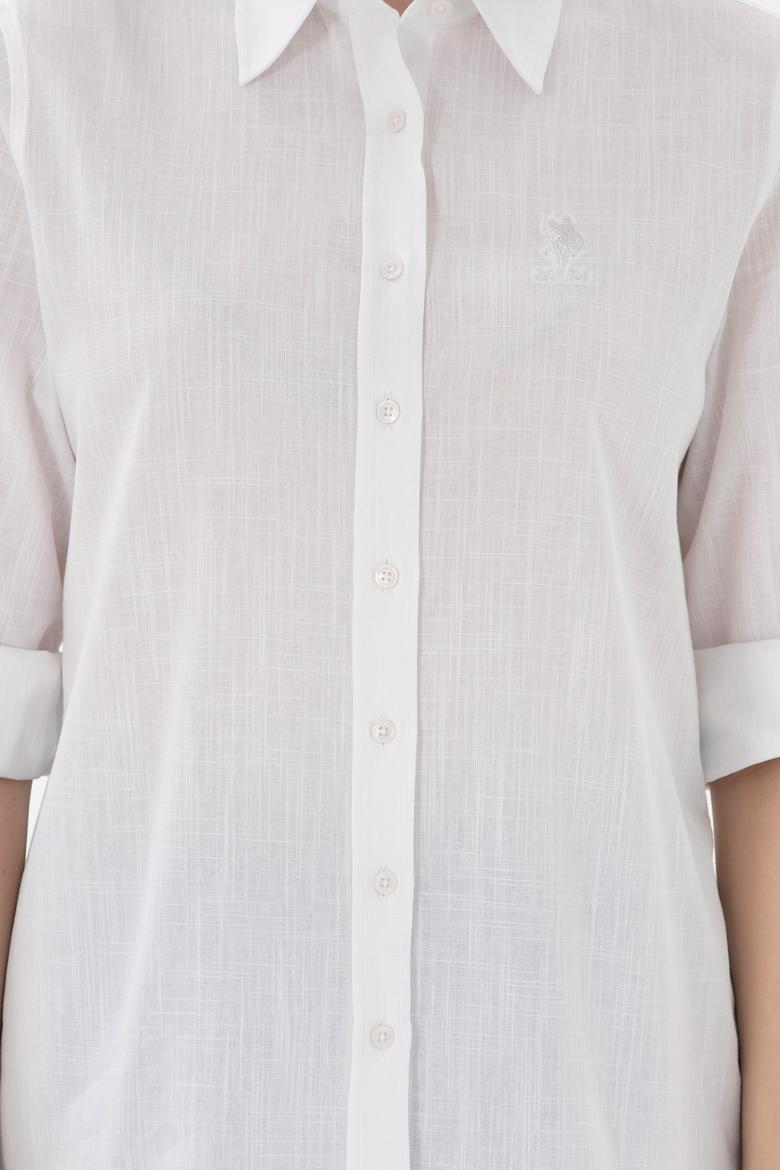 Kadın Beyaz Uzun Kollu Basic Gömlek - 50307694003