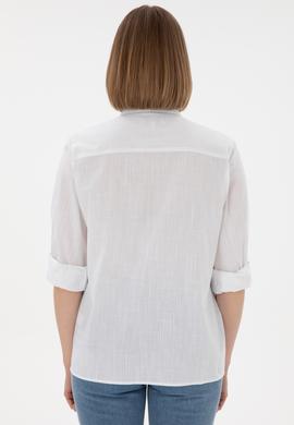 Kadın Beyaz Uzun Kollu Basic Gömlek - 50307694003