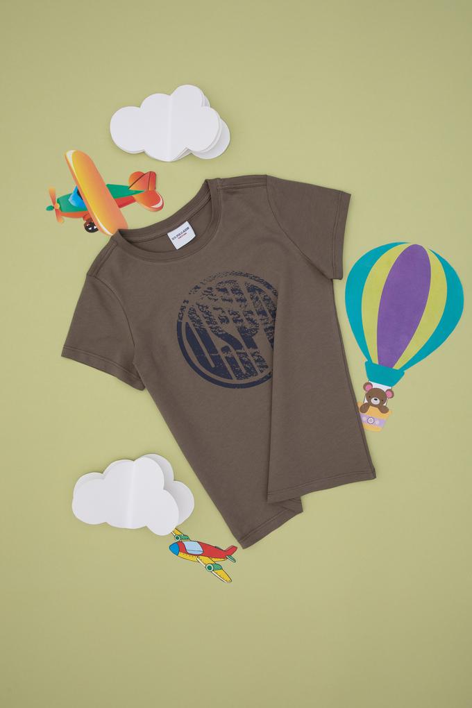 Erkek Çocuk Vizon Basic Bisiklet Yaka Tişört