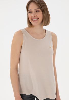 Kadın Taş Kolsuz Bisiklet Yaka Tişört - 50305819005