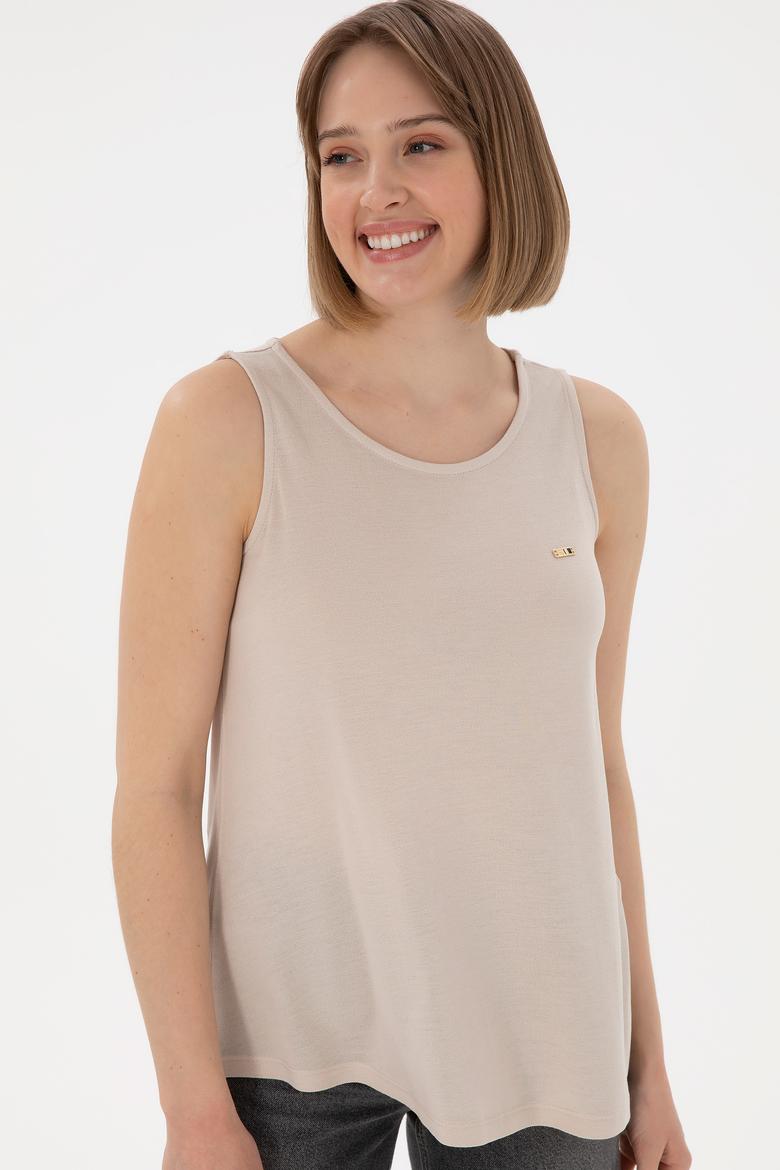 Kadın Taş Kolsuz Bisiklet Yaka Tişört - 50305819005