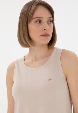 Kadın Taş Kolsuz Bisiklet Yaka Tişört - 50305819005