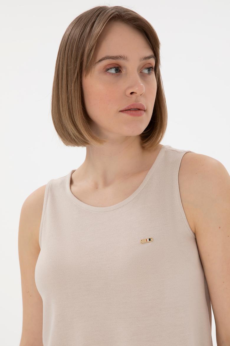 Kadın Taş Kolsuz Bisiklet Yaka Tişört - 50305819005