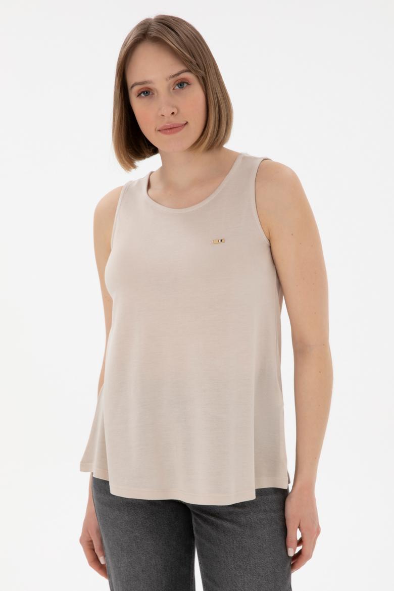 Kadın Taş Kolsuz Bisiklet Yaka Tişört