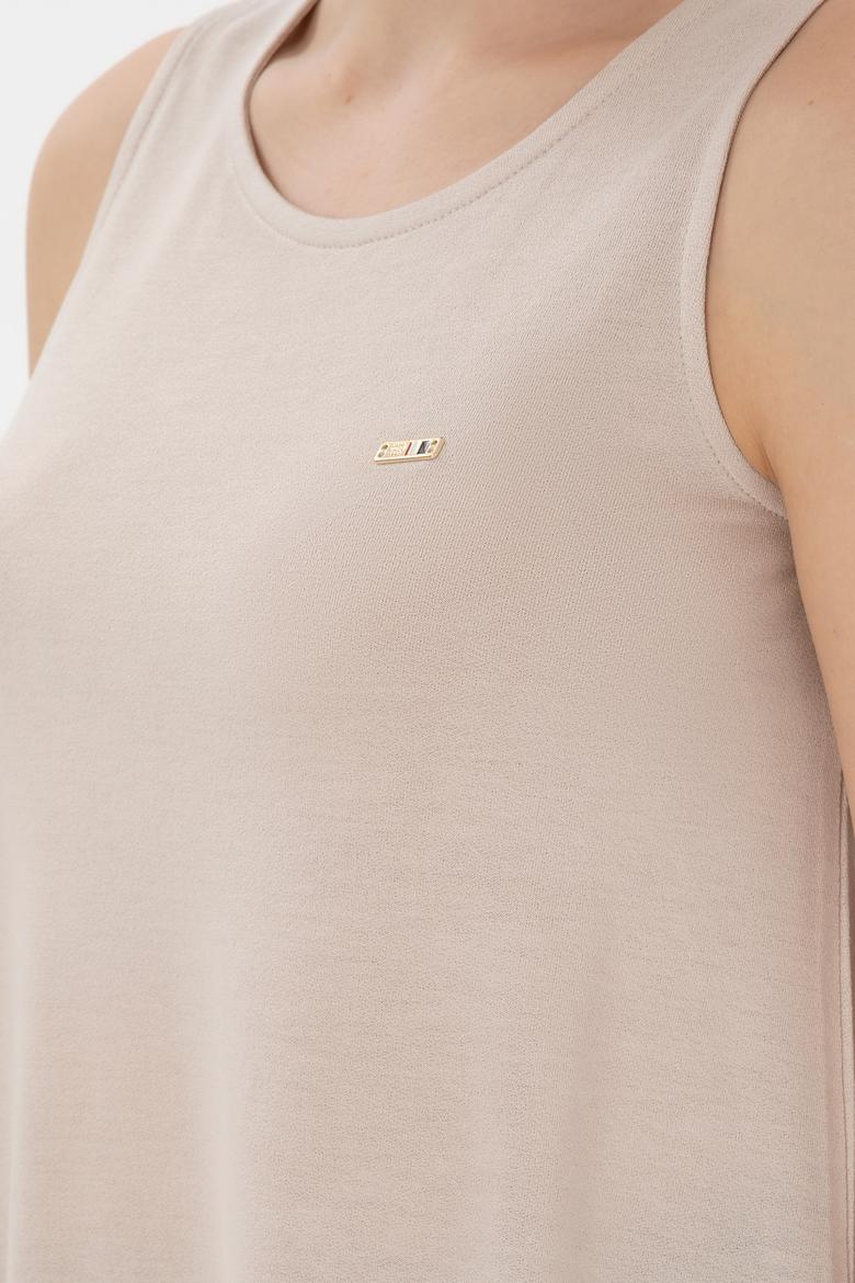 Kadın Taş Kolsuz Bisiklet Yaka Tişört - 50305819005