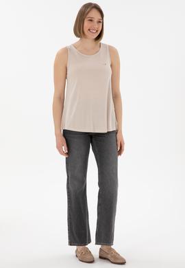 Kadın Taş Kolsuz Bisiklet Yaka Tişört - 50305819005