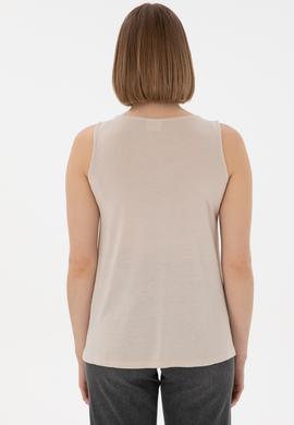 Kadın Taş Kolsuz Bisiklet Yaka Tişört - 50305819005