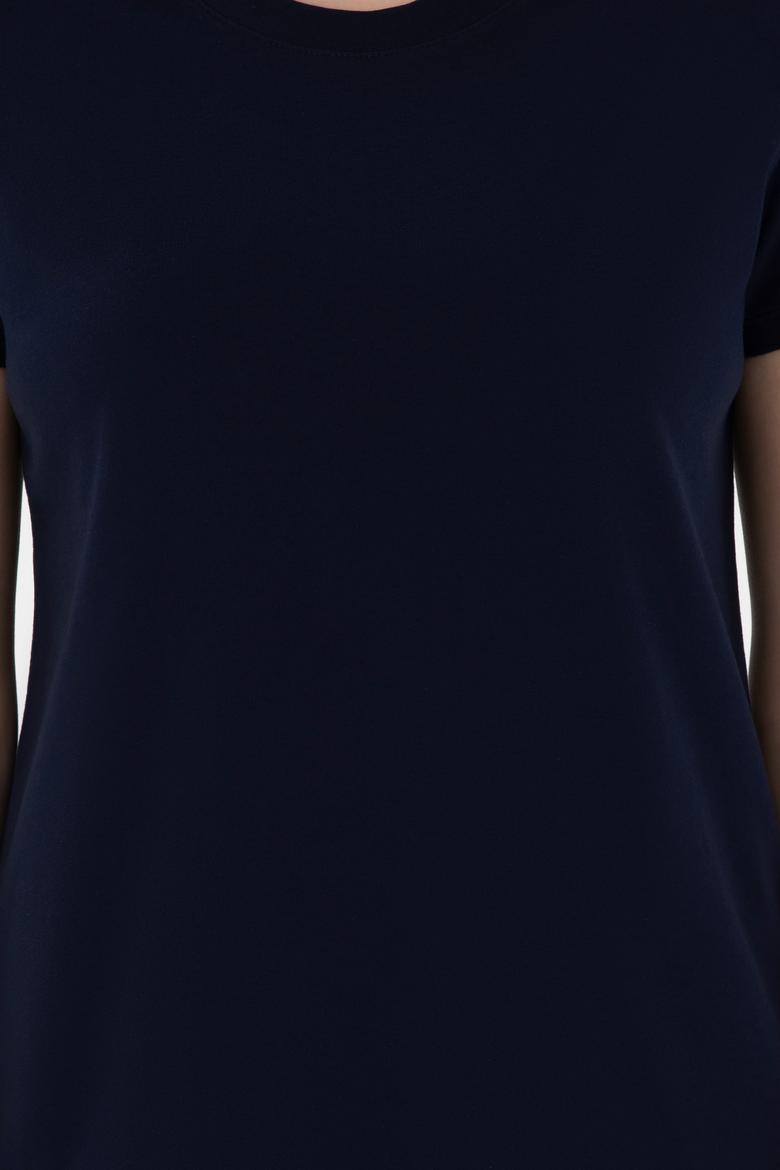 Kadın Lacivert Bisiklet Yaka Basic Tişört - 50305879012