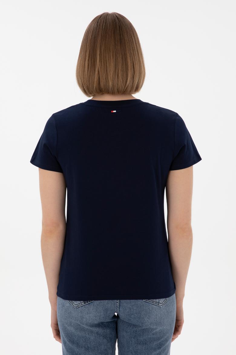 Kadın Lacivert Bisiklet Yaka Basic Tişört - 50305879012