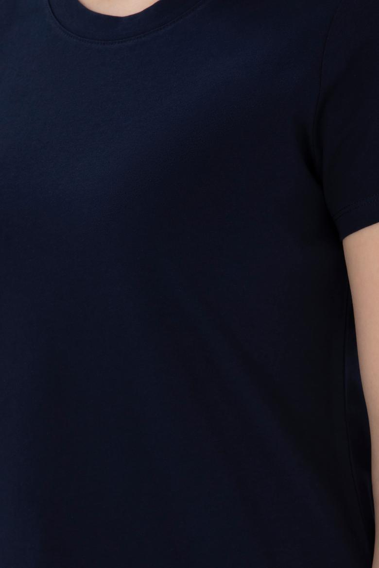 Kadın Lacivert Bisiklet Yaka Basic Tişört - 50305879012