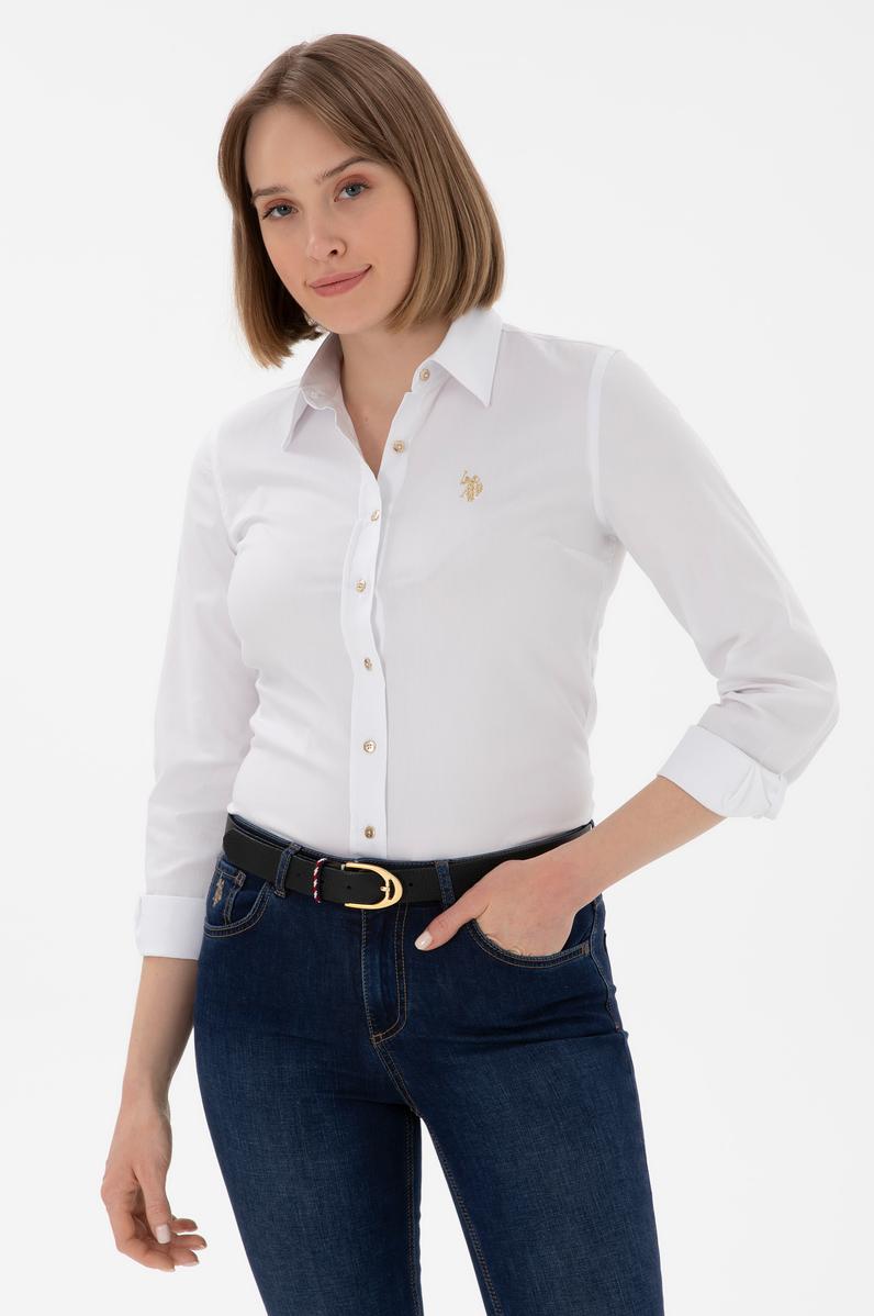 Kadın Beyaz Uzun Kollu Basic Gömlek