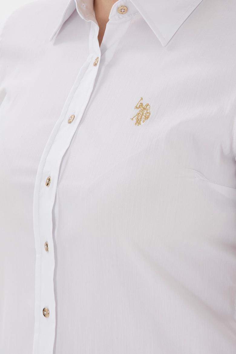 Kadın Beyaz Uzun Kollu Basic Gömlek - 50298112006