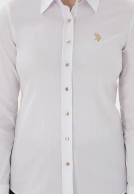 Kadın Beyaz Uzun Kollu Basic Gömlek - 50298112006