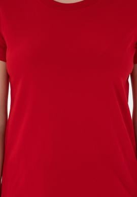 Kadın Kırmızı Bisiklet Yaka Basic Tişört - 50305879005