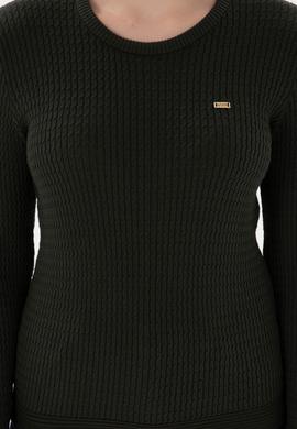 Kadın Yeşil Bisiklet Yaka Basic Kazak - 50312922042