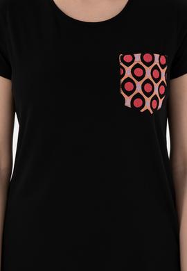 Kadın Siyah Bisiklet Yaka Tişört - 50305832024