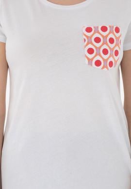 Kadın Beyaz Bisiklet Yaka Tişört - 50305832014