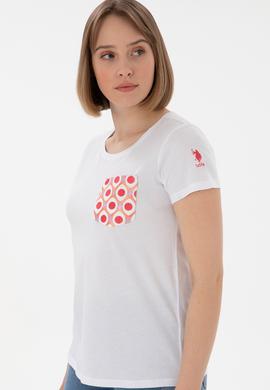 Kadın Beyaz Bisiklet Yaka Tişört - 50305832014