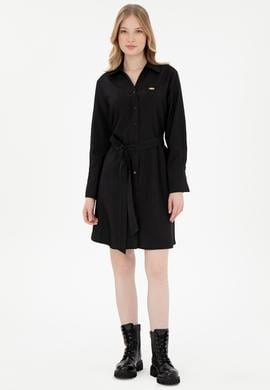 Kadın Siyah Mini Boy Dokuma Elbise - 50297327019