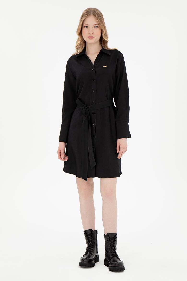 Kadın Siyah Mini Boy Dokuma Elbise