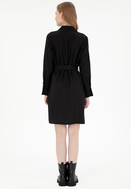 Kadın Siyah Mini Boy Dokuma Elbise - 50297327019