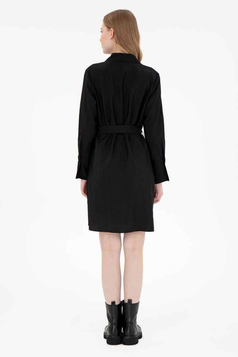 Kadın Siyah Mini Boy Dokuma Elbise - 50297327019