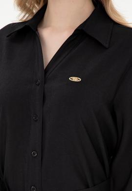 Kadın Siyah Mini Boy Dokuma Elbise - 50297327019