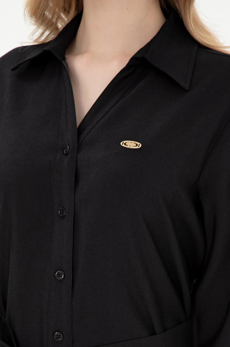 Kadın Siyah Mini Boy Dokuma Elbise