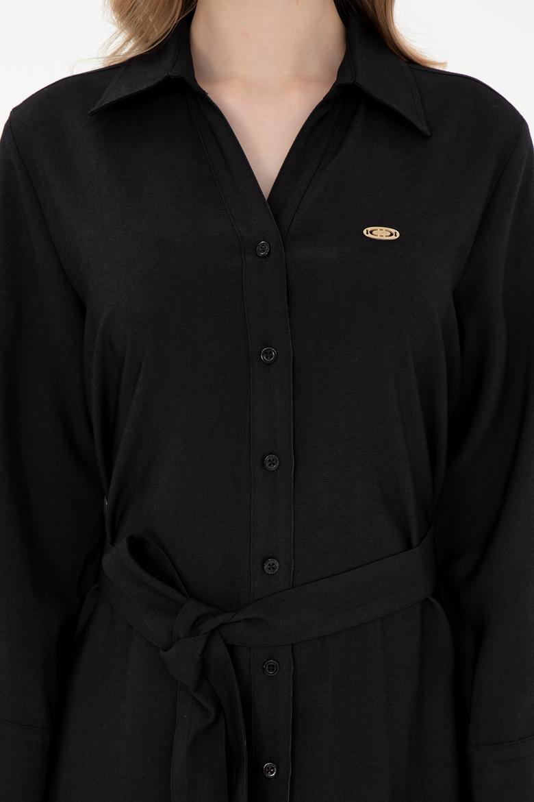 Kadın Siyah Mini Boy Dokuma Elbise - 50297327019