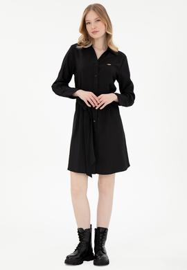 Kadın Siyah Mini Boy Dokuma Elbise - 50297327019