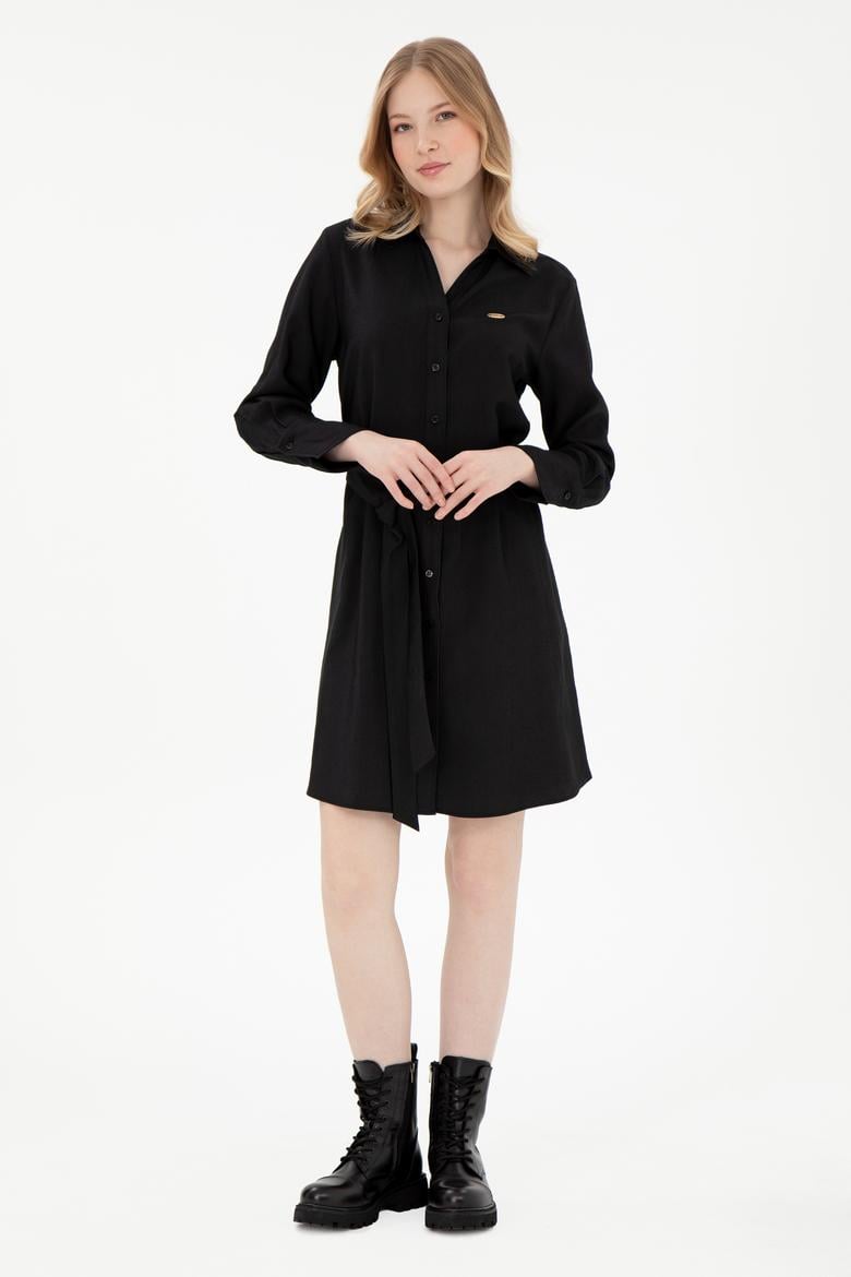 Kadın Siyah Mini Boy Dokuma Elbise - 50297327019