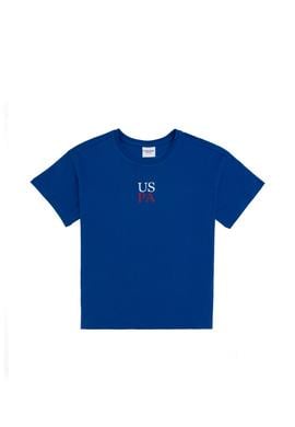 Erkek Çocuk Saks Oversize Bisiklet Yaka Tişört - 50306498058