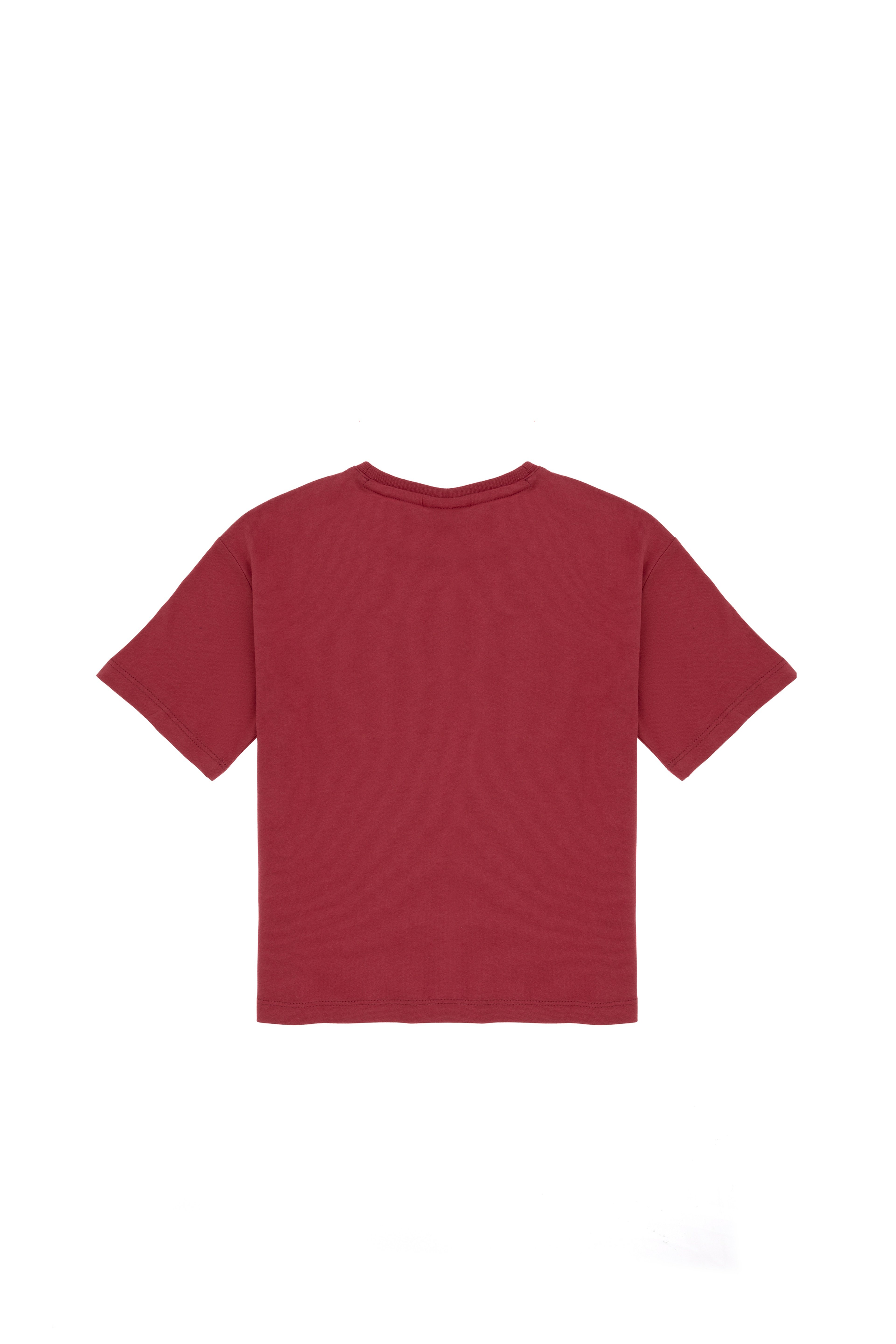 Erkek Çocuk Vişne Comfort Basic Bisiklet Yaka Tişört