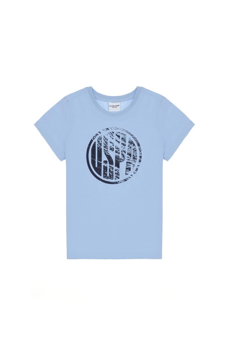 Erkek Çocuk Açık Mavi Basic Bisiklet Yaka Tişört