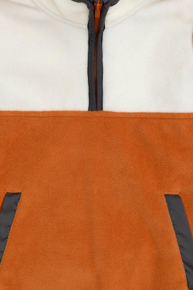 Erkek Çocuk Yarım Fermuarlı Tarçın Polar Sweatshirt - 50290774022
