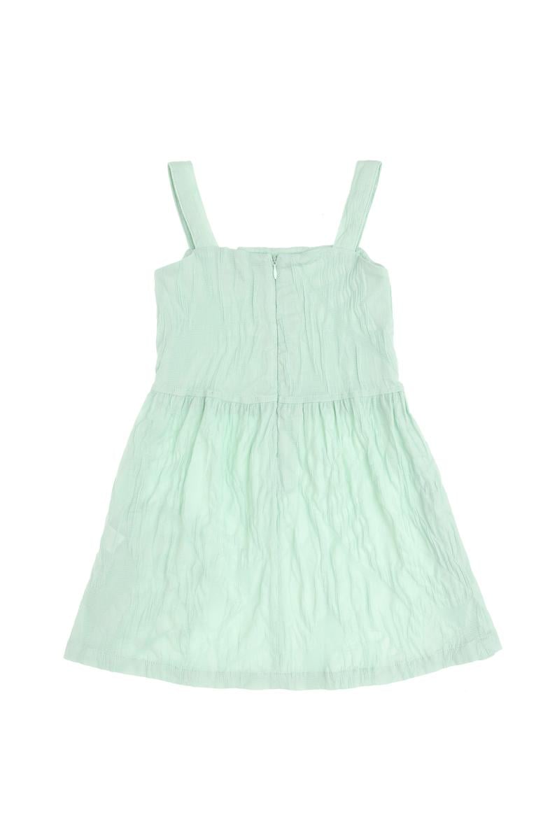 Kız Çocuk Su Yeşili Dokuma Elbise