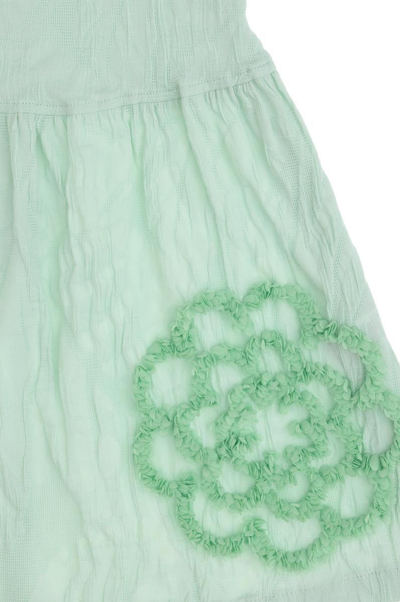 Kız Çocuk Su Yeşili Dokuma Elbise